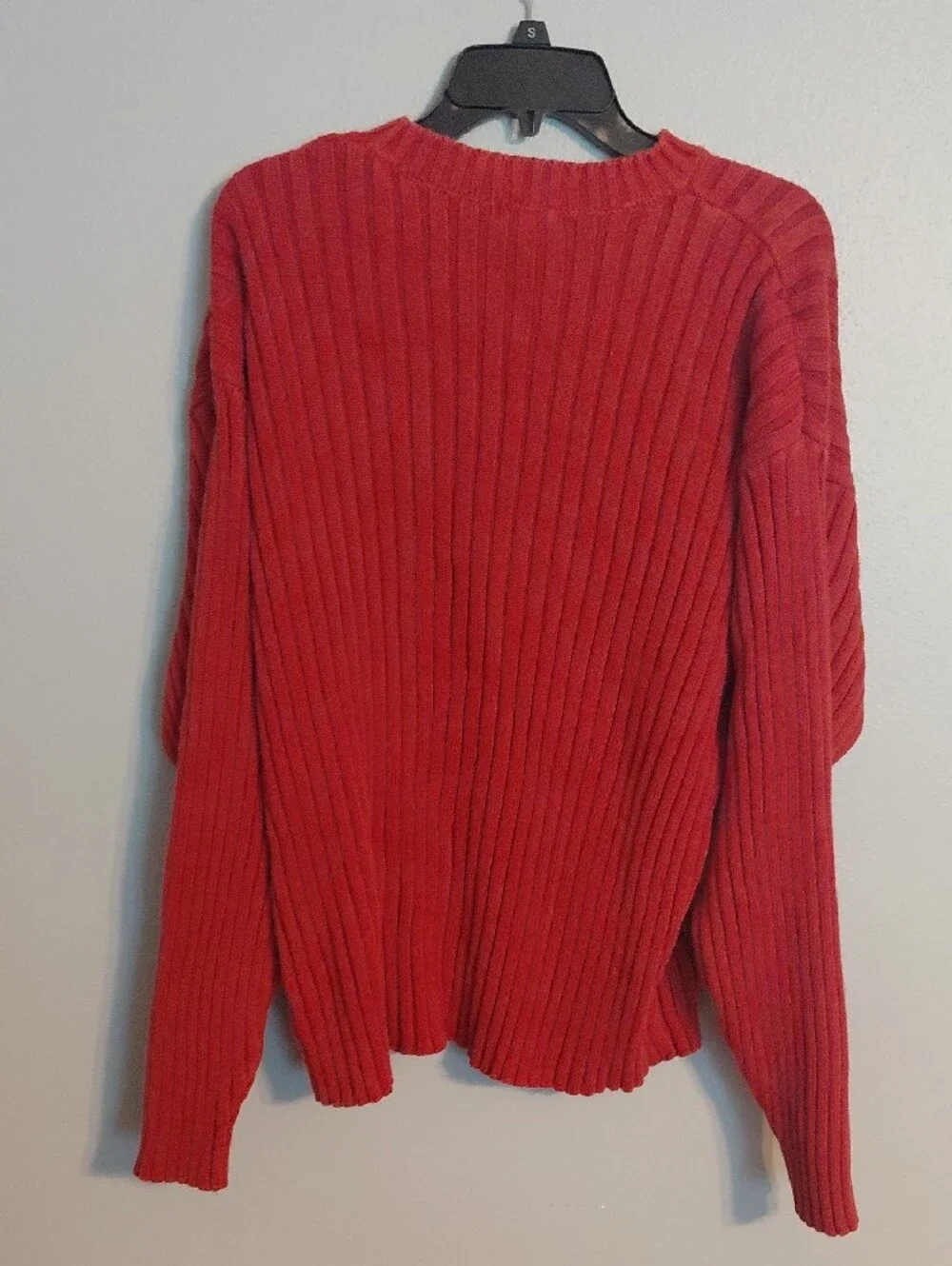 J. Crew Men's Ribbed Red Crewneck Sweater